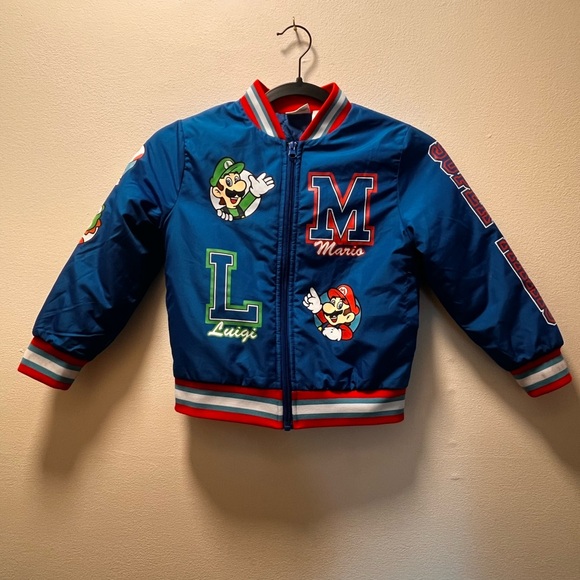 Nintendo Other - Super Mario Brand Mario Bros Children’s Bomber Style Jacket, Size 5-6, Blue